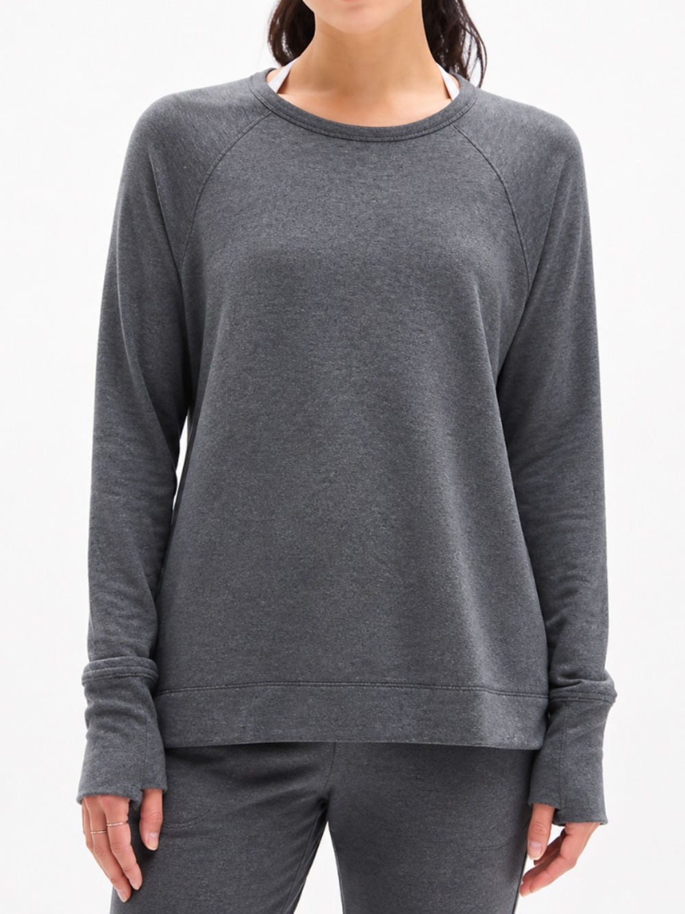 Athleta Coaster Luxe Sweatshirt XL Charcoal Gray Soft Lounge Cozy Athleisure
